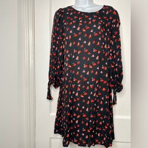 ANTHROPOLOGY brand  VELVET by GRAHAM SPENCER Black, Red, & Pink Floral Pattern